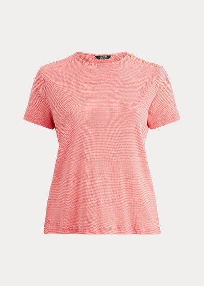 Tops Ralph Lauren Mujer Rojos / Blancos - Button-Trim Striped Cotton - BJRKE4132